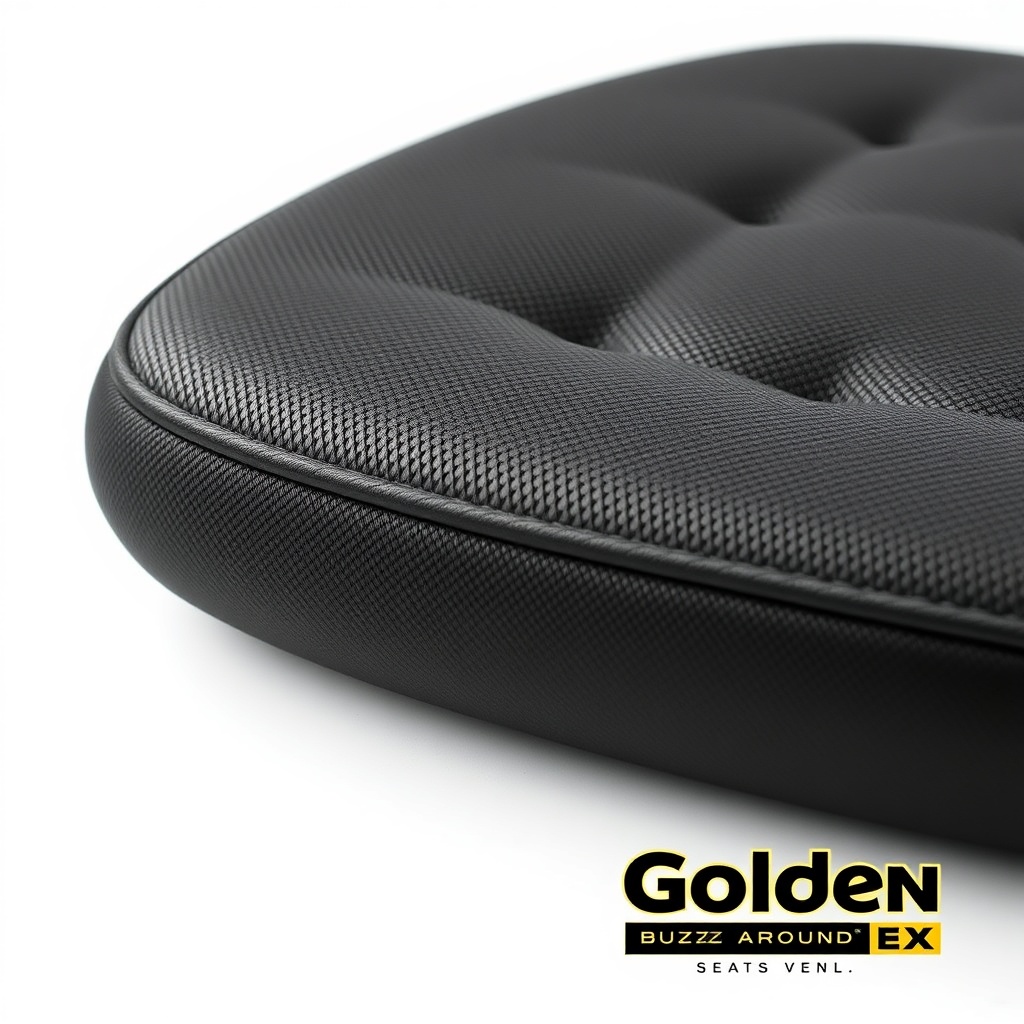 A photorealistic close-up of the Golden Buzzaround EX seat cushion showing the multi-layer