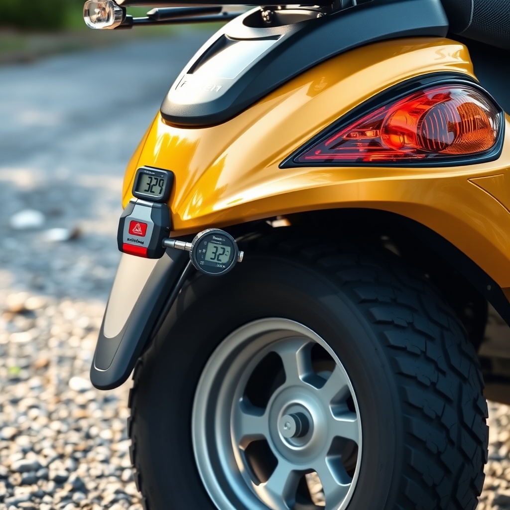 A clean photorealistic illustration of a Golden Buzzaround EX scooter side view
