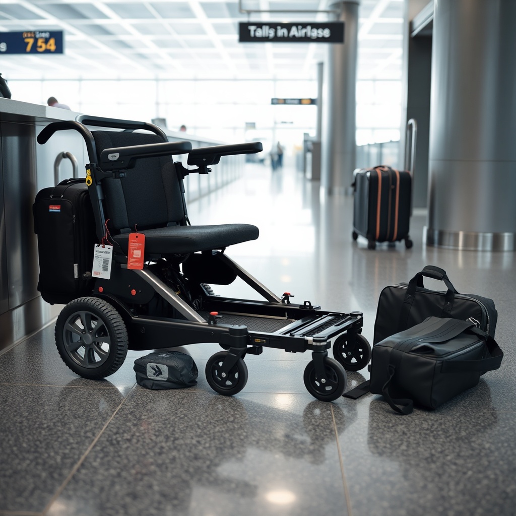 A photorealistic photo of a Solax Mobility Traveller partially disassembled on a modern ai